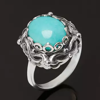 Кольцо амазонит (серебро 925 пр. оксидир.) размер 18