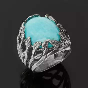 Кольцо амазонит (серебро 925 пр. оксидир.) размер 17,5