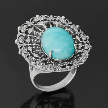 Кольцо амазонит (серебро 925 пр. оксидир.) размер 19