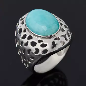 Кольцо амазонит (серебро 925 пр. родир. бел.) размер 18