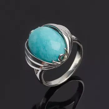 Кольцо амазонит (серебро 925 пр. родир. бел.) размер 17,5