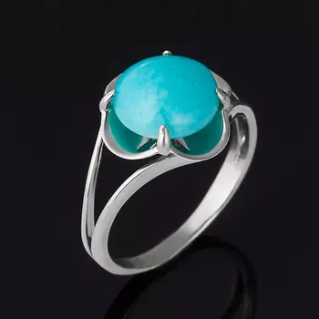 Кольцо амазонит (серебро 925 пр. родир. бел.) размер 18