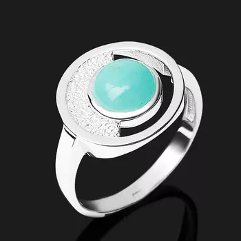 Кольцо амазонит (серебро 925 пр. родир. бел.) размер 18,5