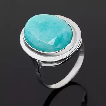 Кольцо амазонит (серебро 925 пр. родир. бел.) размер 18