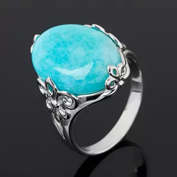 Кольцо амазонит (серебро 925 пр. родир. бел.) размер 18