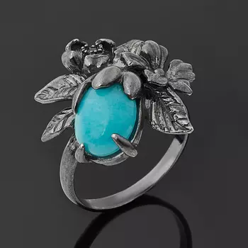 Кольцо амазонит (серебро 925 пр. родир. черн.) размер 18