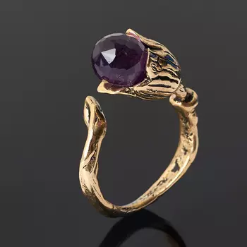 Кольцо аметист (бронза) огранка (регулируемый) размер 19