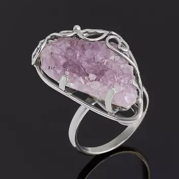 Кольцо аметист друза (нейзильбер) размер 18