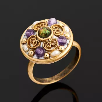 Кольцо аметист (латунь) (регулируемый) размер 17