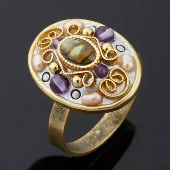 Кольцо аметист (латунь) (регулируемый) размер 17,5
