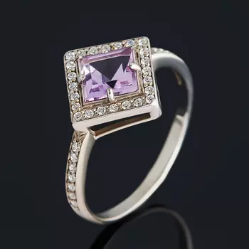 Кольцо аметист огранка (серебро 925 пр.) размер 18