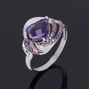Кольцо аметист огранка (серебро 925 пр.) размер 17,5