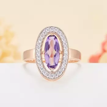 Кольцо аметист огранка (серебро 925 пр., позолота) размер 18,5