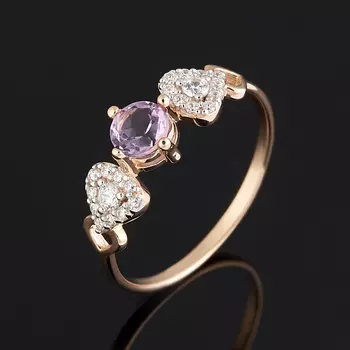 Кольцо аметист огранка (золото 585 пр.) размер 16,5