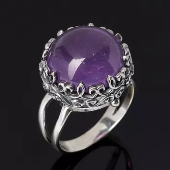 Кольцо аметист (серебро 925 пр. оксидир.) размер 18