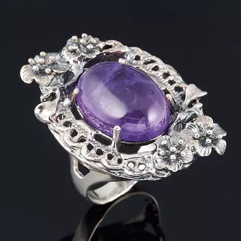 Кольцо аметист (серебро 925 пр. оксидир.) размер 19