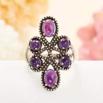 Кольцо аметист (серебро 925 пр. оксидир.) размер 19