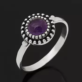 Кольцо аметист (серебро 925 пр. оксидир.) размер 18