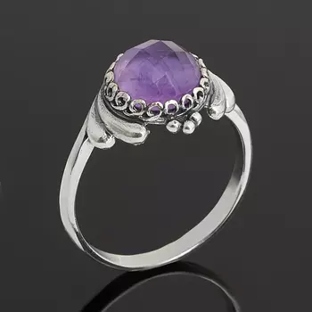 Кольцо аметист (серебро 925 пр. оксидир.) огранка размер 18