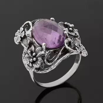 Кольцо аметист (серебро 925 пр. оксидир.) огранка размер 18