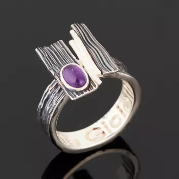 Кольцо аметист (серебро 925 пр. оксидир.) размер 16,5