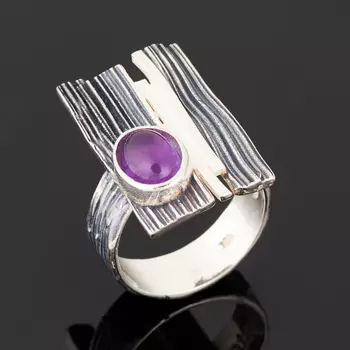 Кольцо аметист (серебро 925 пр. оксидир.) размер 17,5