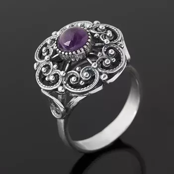 Кольцо аметист (серебро 925 пр. оксидир.) размер 17,5