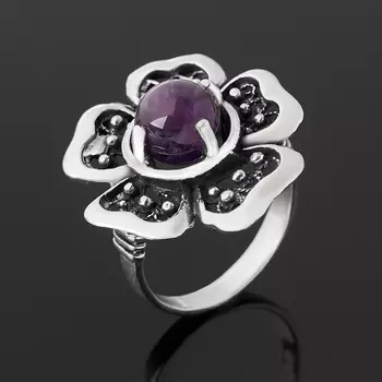 Кольцо аметист (серебро 925 пр. оксидир.) размер 17,5