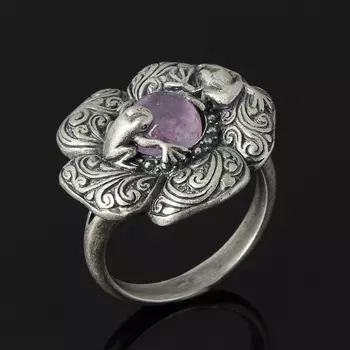 Кольцо аметист (серебро 925 пр. оксидир.) размер 18