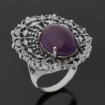 Кольцо аметист (серебро 925 пр. оксидир.) размер 19