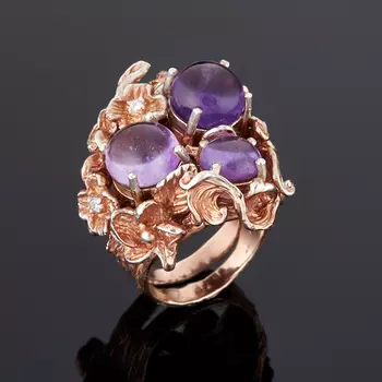 Кольцо аметист (серебро 925 пр., позолота) размер 17,5