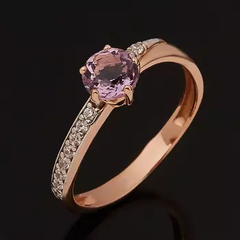 Кольцо аметист (серебро 925 пр. позолота) огранка размер 16