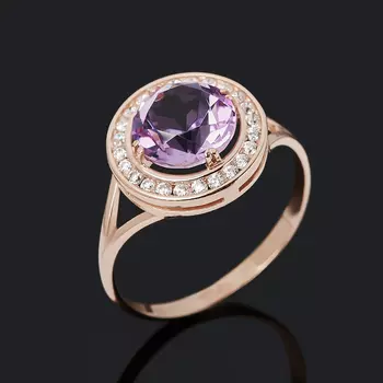 Кольцо аметист (серебро 925 пр. позолота) огранка размер 17