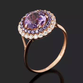 Кольцо аметист (серебро 925 пр. позолота) огранка размер 17,5