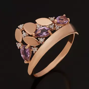 Кольцо аметист (серебро 925 пр. позолота) огранка размер 17,5