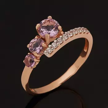 Кольцо аметист (серебро 925 пр. позолота) огранка размер 17