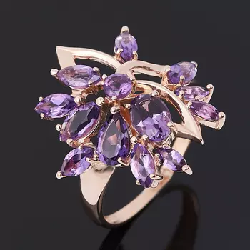 Кольцо аметист (серебро 925 пр. позолота) огранка размер 18,5