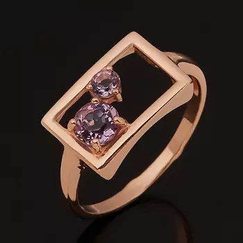 Кольцо аметист (серебро 925 пр. позолота) огранка размер 18