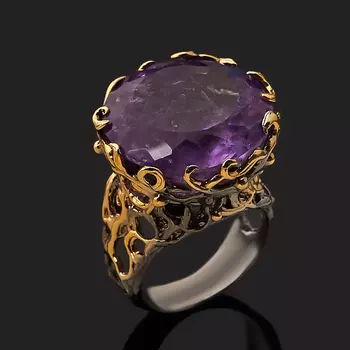 Кольцо аметист (серебро 925 пр. позолота, родир. сер.) огранка размер 18