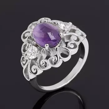 Кольцо аметист (серебро 925 пр. родир. бел.) размер 19