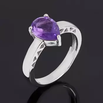 Кольцо аметист (серебро 925 пр. родир. бел.) огранка размер 16,5