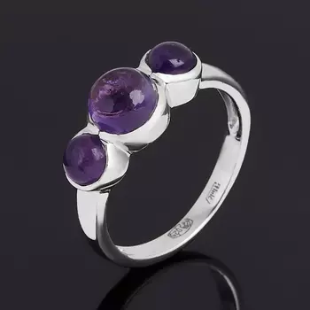 Кольцо аметист (серебро 925 пр. родир. бел.) размер 18,5