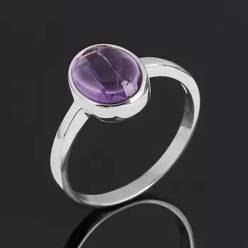 Кольцо аметист (серебро 925 пр. родир. бел.) размер 18