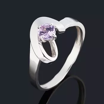 Кольцо аметист (серебро 925 пр. родир. бел.) огранка размер 17,5