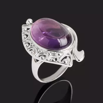 Кольцо аметист (серебро 925 пр. родир. бел.) размер 18