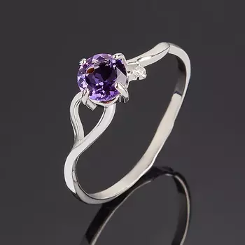 Кольцо аметист (серебро 925 пр. родир. бел.) огранка размер 16