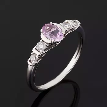 Кольцо аметист (серебро 925 пр. родир. бел.) огранка размер 16,5