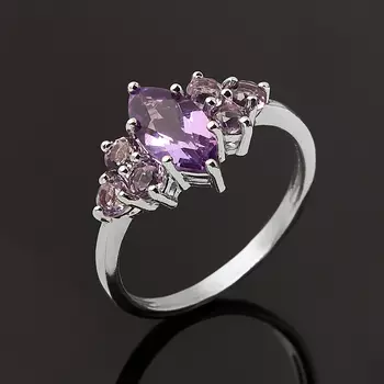 Кольцо аметист (серебро 925 пр. родир. бел.) огранка размер 17