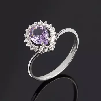 Кольцо аметист (серебро 925 пр. родир. бел.) огранка размер 17,5