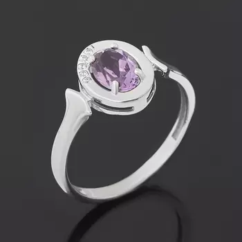 Кольцо аметист (серебро 925 пр. родир. бел.) огранка размер 17,5